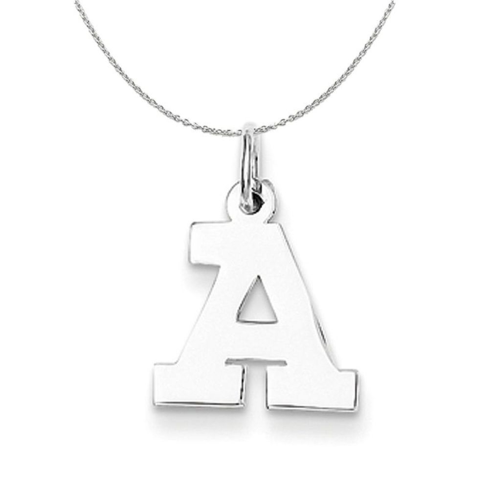 Silver, Amanda Collection Small Block Style Initial A Necklace - 20 In